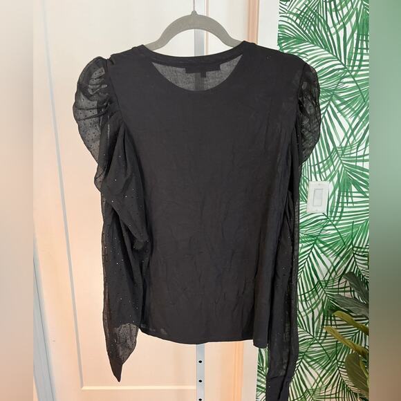 Generation Love Black Quinn Rhinestone Puff Sleeve Top small - Picture 5 of 11